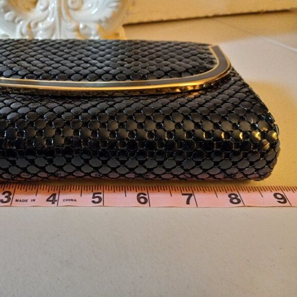 Vintage Mesh Black Clutch bag Cottagecore Grandmacore Wedding Prom - Picture 5 of 8